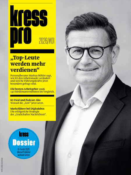 kress pro 2026/01: Personalberater Markus Böhler sagt, wie KI den Arbeitsmarkt verändert und welche Führungskräfte jetzt besonders gefragt sind.