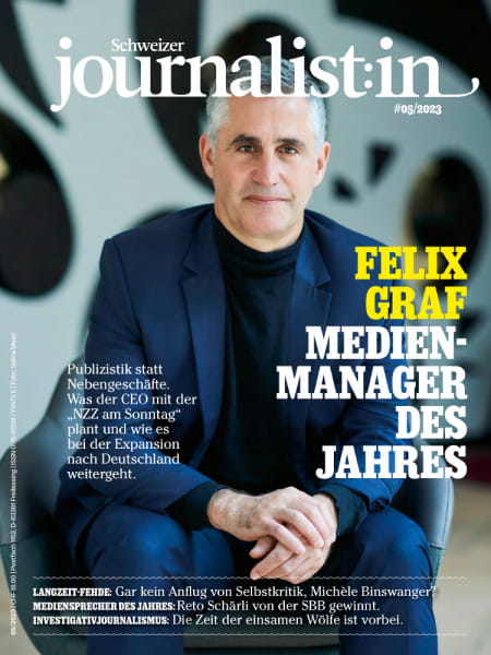 Schweizer Journalist:in 05/2023: Felix Graf - Medienmanager des Jahres - Publizistik statt Nebengeschäfte. Was der CEO mit der „NZZ am Sonntag“ plant und wie es bei der Expansion nach Deutschland weitergeht.