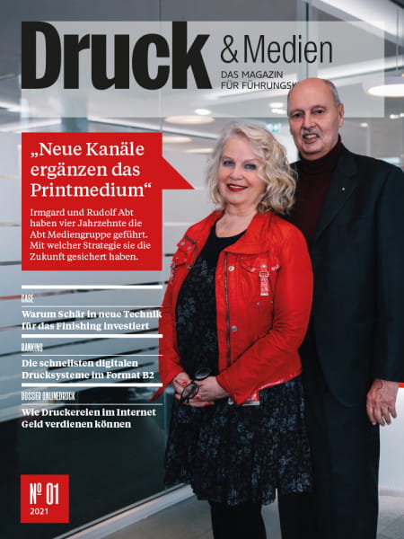 Druck & Medien, das Magazin für Führungskräfte Nr. 1/2021, Irmgard und Rudolf Abt