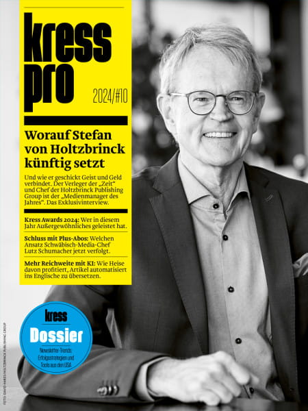 kress pro 2024/10: Worauf Stefan von Holtzbrinck künftig setzt - Und wie er geschickt Geist und Geld verbindet. Der Verleger der „Zeit“ und Chef der Holtzbrinck Publishing Group ist der „Medienmanager des Jahres“. Das Exklusivinterview.