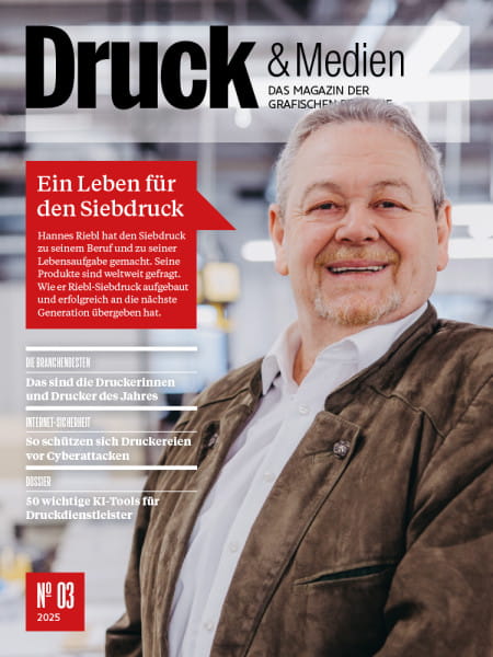 Druck & Medien Nr. 3/2025: Ein Leben für den Siebdruck - Hannes Riebl hat den Siebdruck zu seinem Beruf und zu seiner Lebensaufgabe gemacht. Seine Produkte sind weltweit gefragt. Wie er Riebl-Siebdruck aufgebaut und erfolgreich an die nächste Generation ü