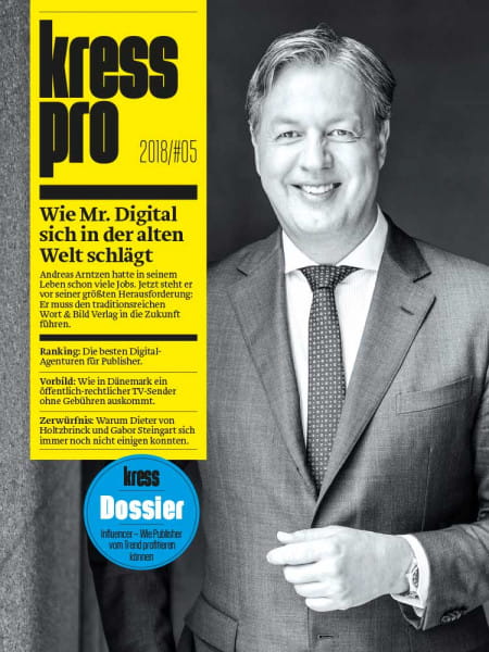 kress pro 2018/05: Wie sich Mr. Digital in der alten Welt schlägt. Andreas Arntzen steht vor seiner größten Herausforderung: Er muss den traditionsreichen Wort & Bild Verlag in die Zukunft führen.