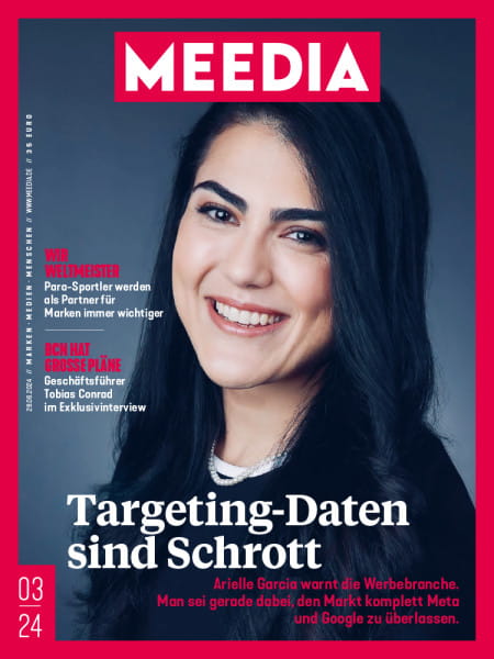 MEEDIA 2024#03: Targeting-Daten sind Schrott - Arielle Garcia warnt die Werbebranche. Man sei gerade dabei, den Markt komplett Meta und Google zu überlassen.