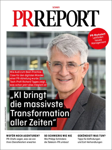 PR Report 2025/03: „KI bringt die massivste Transformation aller Zeiten“ - Wie Audi zum Best-Practice-Case für den digitalen Wandel einer PR-Abteilung wurde: Tech-Profi Richard Tigges zeigt, was schon jetzt alles möglich ist