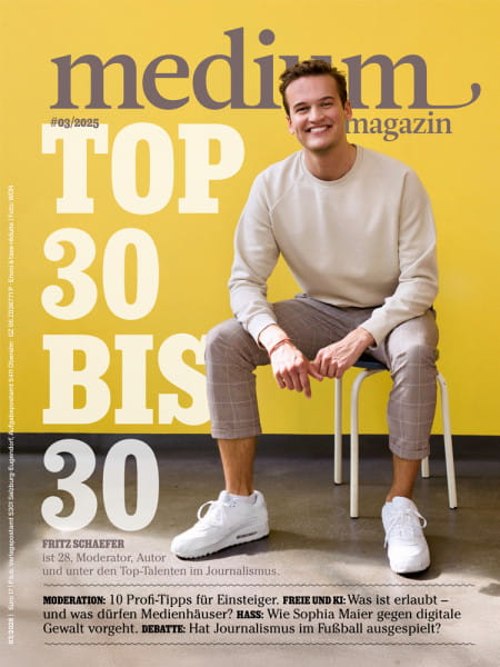 medium magazin 2025 Nr. 3: Top 30 bis 30 - Fritz Schaefer ist 28, Moderator, Autor und unter den Top-Talenten im Journalismus.
