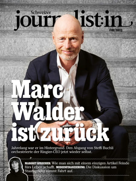 Schweizer Journalist:in 02/2025: Marc Walder ist zurück - Jahrelang war er im Hintergrund. Den Abgang von Steffi Buchli orchestrierte der Ringier-CEO jetzt wieder selbst.